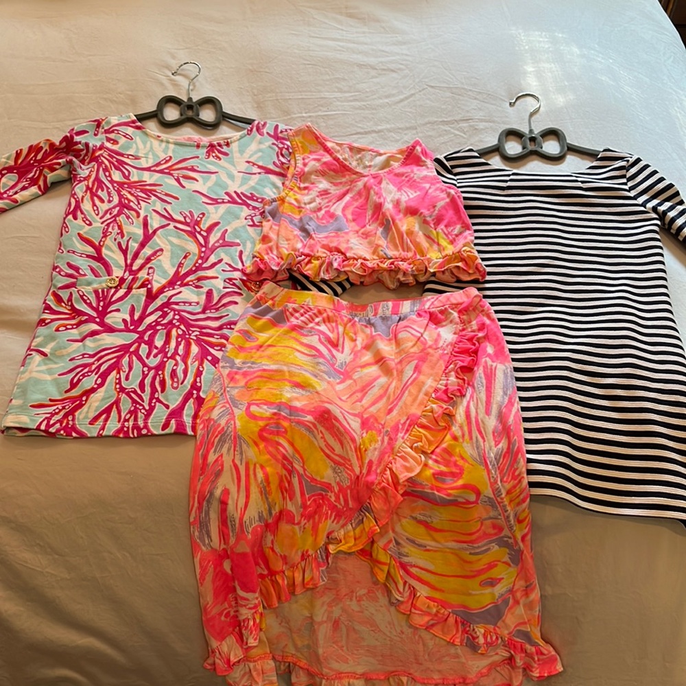 Set of two Lilly Pulitzer Dresses and Two Piece Skirt + Crop Top
